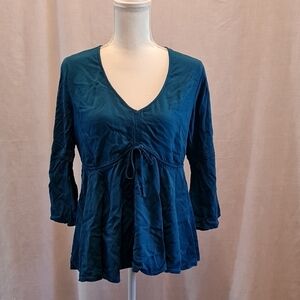 No Boundaries Deep Teal V-Neck Blouse XL (15-17)